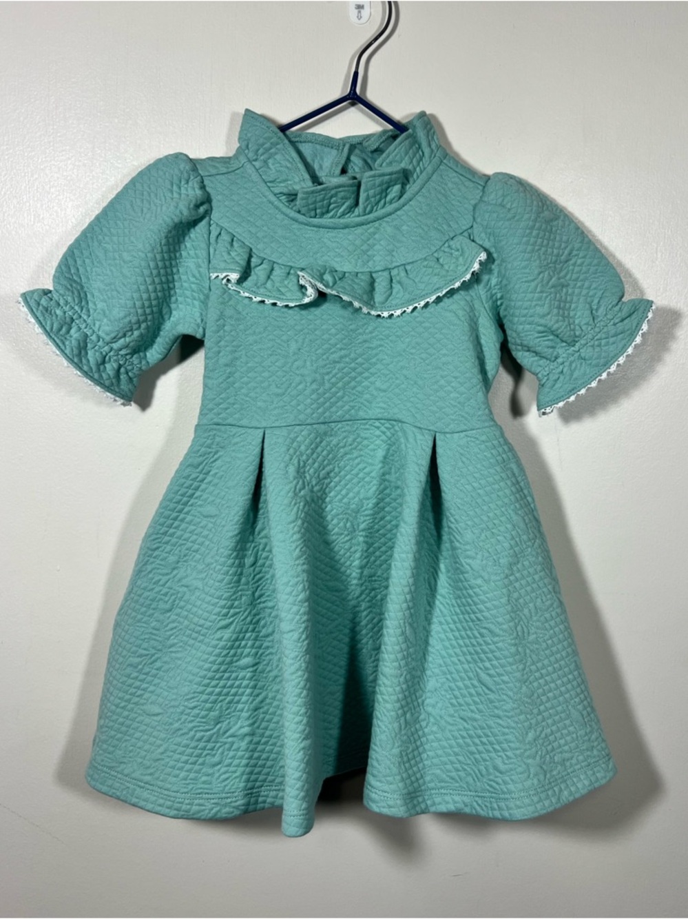 Janie and Jack Toddler Girls' Ruffle Jacquard Dress Mint Green Nwt Size 18-24 M